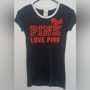 PINK Victoria's Secret Charcoal Tee with Red Accents